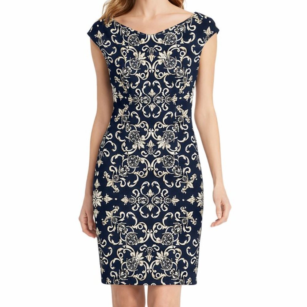 Escada Exclusively For Neiman Marcus Size 36 Knit Black Baroque Sheath Dress